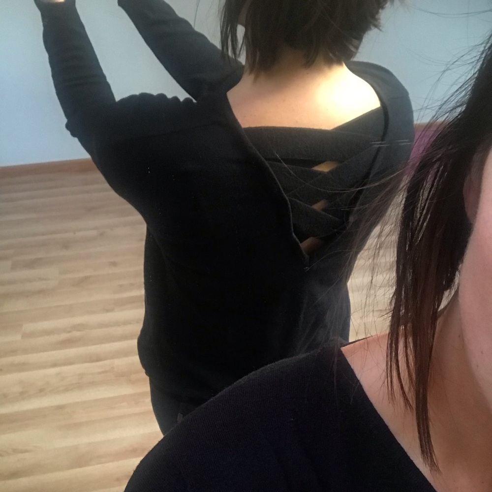 Black sweater with cute back detail